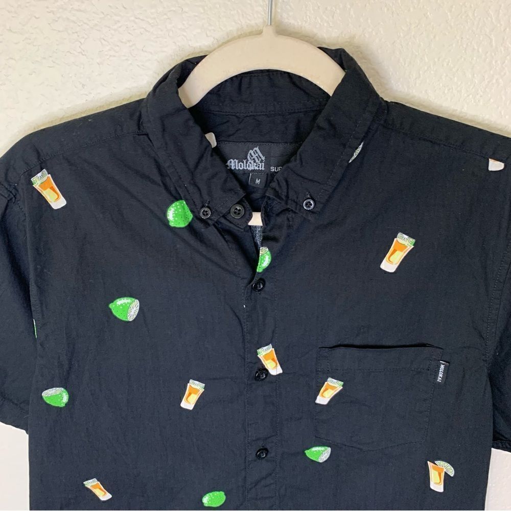 Molokai Men’s Black Lime Tequila Button Down Shirt - image 3